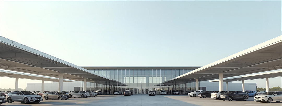 Modern Manila Airport terminal with cars outside for NAIA car rental pick-up