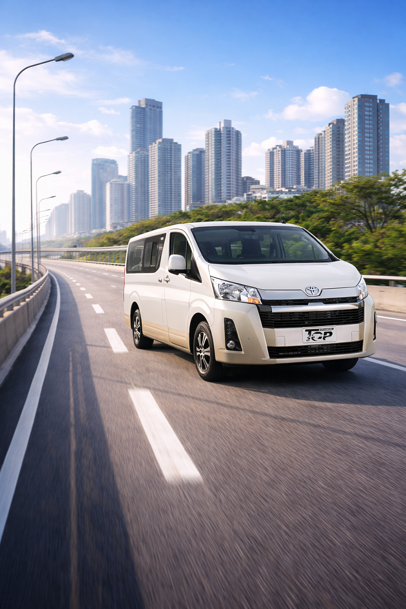 Van rental in Manila driving through the city